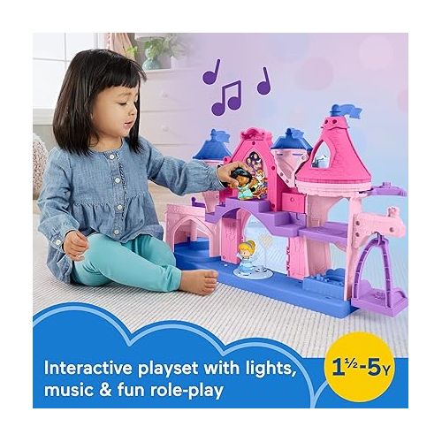 피셔프라이스 Fisher-Price Little People Toddler Toy Disney Princess Magical Lights & Dancing Castle Musical Playset for Pretend Play Ages 18+ Months?