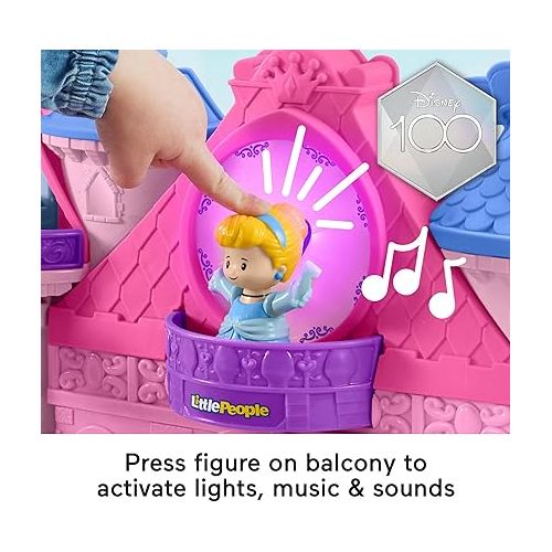 피셔프라이스 Fisher-Price Little People Toddler Toy Disney Princess Magical Lights & Dancing Castle Musical Playset for Pretend Play Ages 18+ Months?