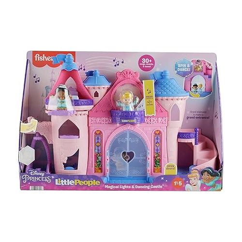 피셔프라이스 Fisher-Price Little People Toddler Toy Disney Princess Magical Lights & Dancing Castle Musical Playset for Pretend Play Ages 18+ Months?