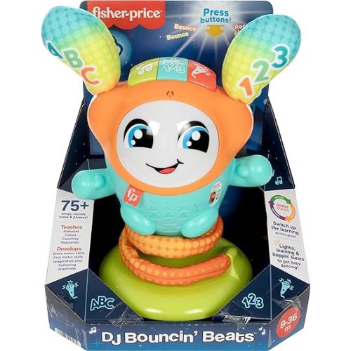피셔프라이스 Fisher-Price Baby & Toddler Learning Toy DJ Bouncin’ Beats with Music Lights & Bouncing Action for Ages 9+ Months