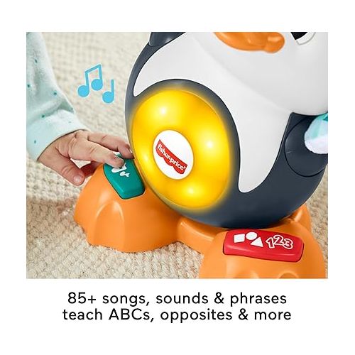 피셔프라이스 Fisher-Price Linkimals Learning Toy Cool Beats Penguin with Interactive Music & Lights for Infants and Toddlers Ages 9+ Months