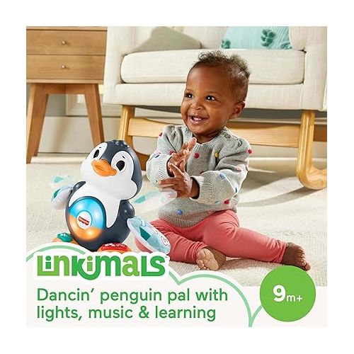 피셔프라이스 Fisher-Price Linkimals Learning Toy Cool Beats Penguin with Interactive Music & Lights for Infants and Toddlers Ages 9+ Months