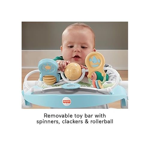 피셔프라이스 Fisher-Price Deluxe Sit-Me-Up Floor Seat with Toy Bar Snow Leopard, portable infant chair with tray