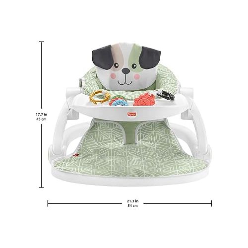 피셔프라이스 Fisher-Price Baby Portable Baby Chair Sit-Me-Up Floor Seat with Snack Tray and Developmental Toys, Puppy Perfection [Amazon Exclusive]