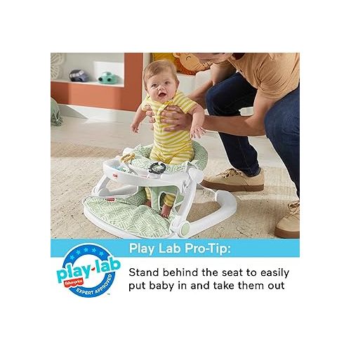 피셔프라이스 Fisher-Price Baby Portable Baby Chair Sit-Me-Up Floor Seat with Snack Tray and Developmental Toys, Puppy Perfection [Amazon Exclusive]