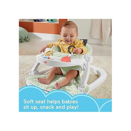 피셔프라이스 Fisher-Price Baby Portable Baby Chair Sit-Me-Up Floor Seat with Snack Tray and Developmental Toys, Puppy Perfection [Amazon Exclusive]