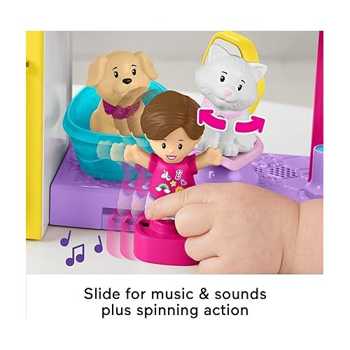 피셔프라이스 Fisher-Price Little People Barbie Toddler Playset Play and Care Pet Spa with Music Sounds & 4 Pieces for Ages 18+ Months