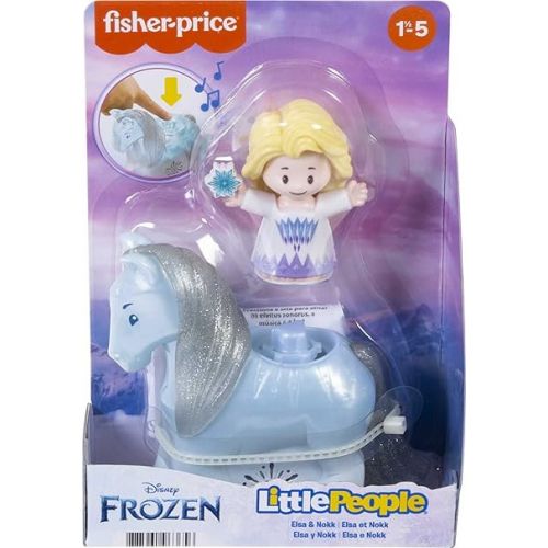 피셔프라이스 Fisher-Price Little People Toddler Toys Disney Frozen Elsa & Nokk Figure Set with Lights & Sounds for Preschool Kids Ages 18+ Months