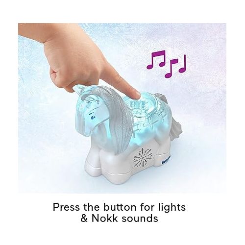 피셔프라이스 Fisher-Price Little People Toddler Toys Disney Frozen Elsa & Nokk Figure Set with Lights & Sounds for Preschool Kids Ages 18+ Months