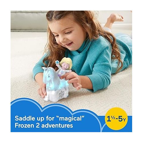 피셔프라이스 Fisher-Price Little People Toddler Toys Disney Frozen Elsa & Nokk Figure Set with Lights & Sounds for Preschool Kids Ages 18+ Months