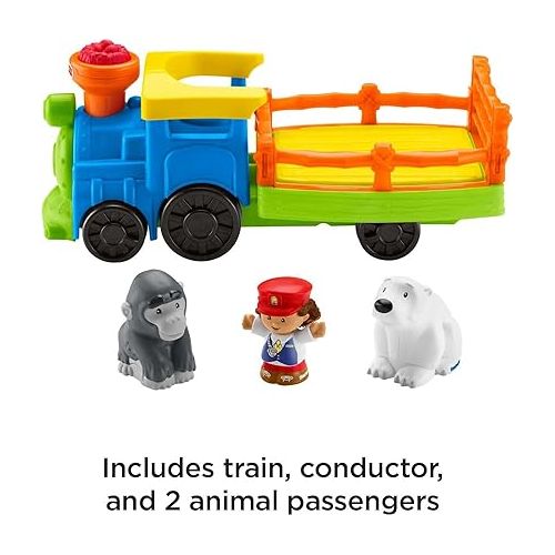 피셔프라이스 Fisher-Price Little People Toddler Toy Train Choo-Choo Zoo with Music Sounds and 3 Figures for Pretend Play Ages 1+ Years