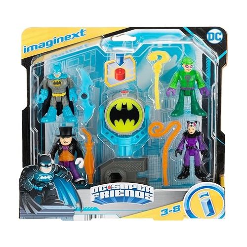 피셔프라이스 Fisher-Price Imaginext DC Super Friends Batman Toys Bat-Tech Bat-Signal Multipack with 4 Figures & Accessories for Pretend Play Ages 3+ Years