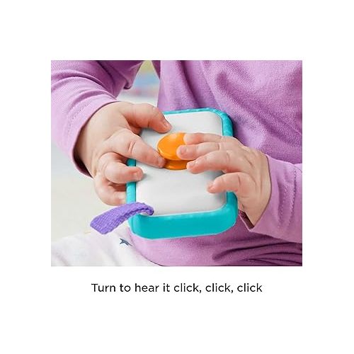 피셔프라이스 Fisher-Price Baby Toy Hashtag Selfie Fun Phone 3-in-1 Rattle Mirror & BPA-Free Teether for Sensory & Fine Motor Skill Development