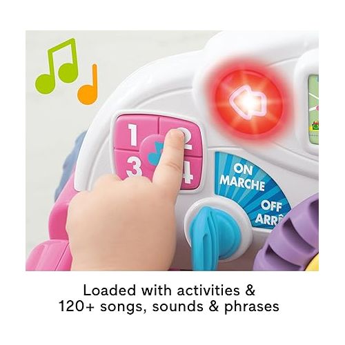 피셔프라이스 Fisher-Price Baby Learning Toy Laugh & Learn Crawl Around Car Activity Center with Smart Stages for Infants Ages 6+ Months, Pink (Amazon Exclusive)