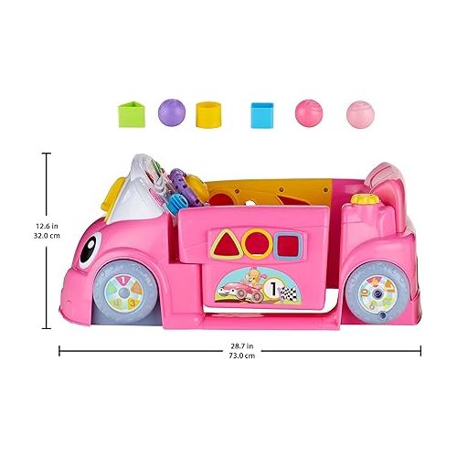 피셔프라이스 Fisher-Price Baby Learning Toy Laugh & Learn Crawl Around Car Activity Center with Smart Stages for Infants Ages 6+ Months, Pink (Amazon Exclusive)