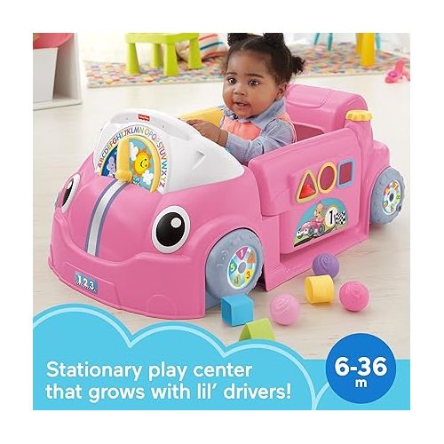 피셔프라이스 Fisher-Price Baby Learning Toy Laugh & Learn Crawl Around Car Activity Center with Smart Stages for Infants Ages 6+ Months, Pink (Amazon Exclusive)