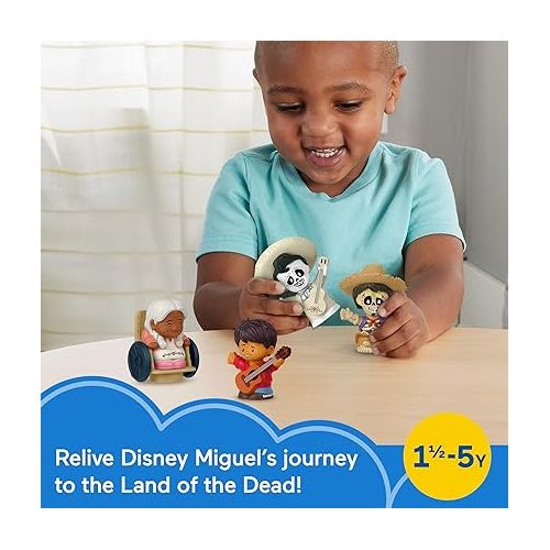 피셔프라이스 Fisher-Price Little People Toddler Toys Disney and Pixar Coco Figure Pack with Miguel Mama Coco Hector & Ernesto for Ages 18+ Months