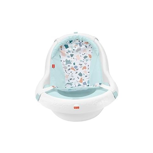 피셔프라이스 Fisher-Price Baby to Toddler Bath 4-In-1 Sling ‘N Seat Tub with Removable Infant Support and 2 Toys, Pacific Pebble