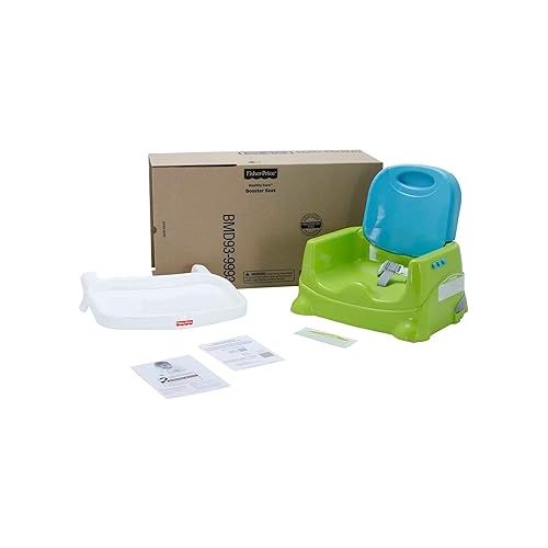 피셔프라이스 Fisher-Price Portable Toddler Booster Seat, Healthy Care, Travel Dining Chair with Dishwasher Safe Tray, Green