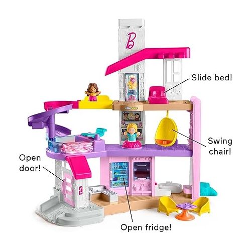 피셔프라이스 Fisher-Price Little People Barbie Toddler Playset Little DreamHouse with Music & Lights plus Figures & Accessories for Ages 18+ Months