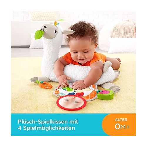 피셔프라이스 Fisher-Price Baby Toy Grow-with-Me Tummy Time Llama Plush with Rattle, Mirror & Teether for Sensory Play