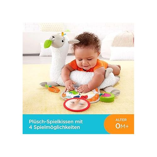 피셔프라이스 Fisher-Price Baby Toy Grow-with-Me Tummy Time Llama Plush with Rattle, Mirror & Teether for Sensory Play