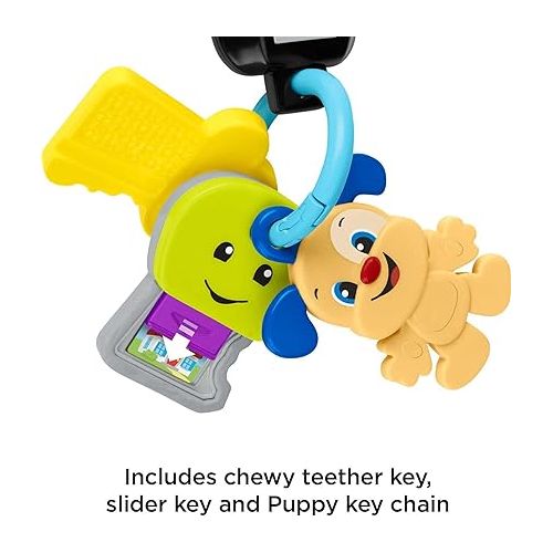 피셔프라이스 Fisher-Price Baby & Toddler Toy Laugh & Learn Play & Go Keys with Lights & Music for Pretend Play Infants Ages 6+ Months?