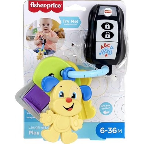피셔프라이스 Fisher-Price Baby & Toddler Toy Laugh & Learn Play & Go Keys with Lights & Music for Pretend Play Infants Ages 6+ Months?