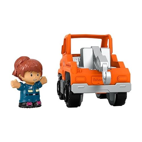 피셔프라이스 Fisher-Price Little People Toddler Toy Help and Go Tow Truck and Figure for Pretend Play Kids Ages 1+ Years