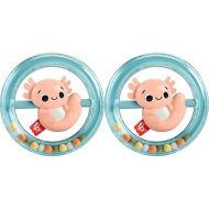 Fisher-Price Baby Sensory Toy Shake & Spin Axolotl for Fine Motor Activity for Newborns Ages 3+ Months (Pack of 2)