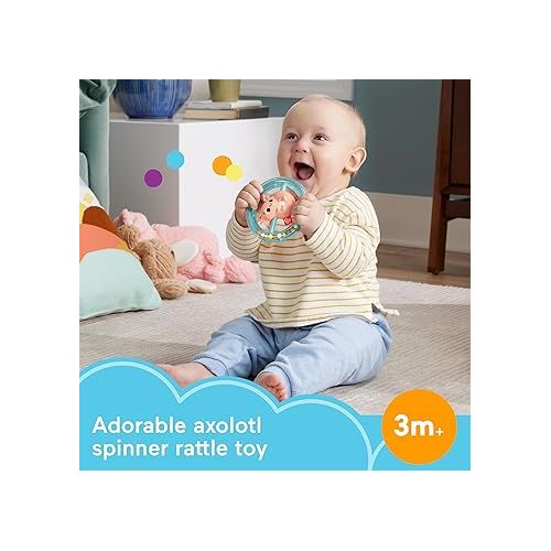 피셔프라이스 Fisher-Price Baby Sensory Toy Shake & Spin Axolotl for Fine Motor Activity for Newborns Ages 3+ Months (Pack of 2)