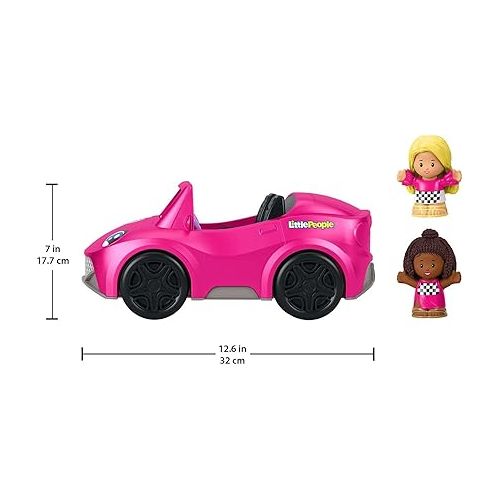 피셔프라이스 Fisher-Price Little People Barbie Toddler Toy Car Convertible with Music Sounds & 2 Figures for Pretend Play Ages 18+ Months