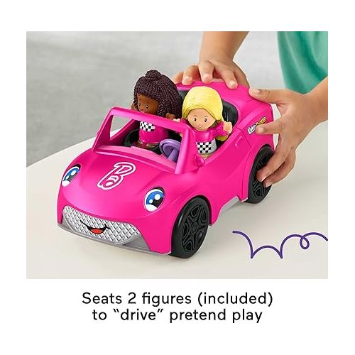 피셔프라이스 Fisher-Price Little People Barbie Toddler Toy Car Convertible with Music Sounds & 2 Figures for Pretend Play Ages 18+ Months