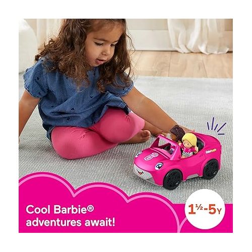 피셔프라이스 Fisher-Price Little People Barbie Toddler Toy Car Convertible with Music Sounds & 2 Figures for Pretend Play Ages 18+ Months