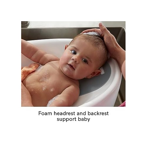 피셔프라이스 Fisher-Price Baby to Toddler Bath Simple Support Tub with Built-in Foam Head-and-Backrest for Newborns