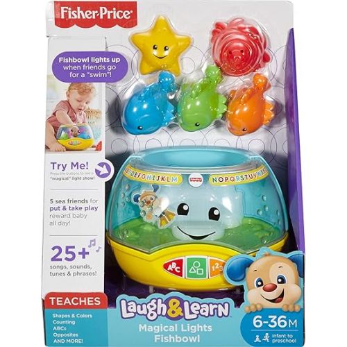 피셔프라이스 Fisher-Price Baby & Toddler Toy Laugh & Learn Magical Lights Fishbowl with Smart Stages Learning Content for Infants Ages 6+ Months