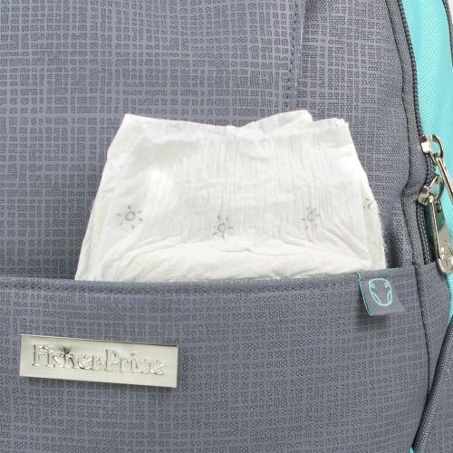 피셔프라이스 Fisher-Price Diaper Bag Backpack (Grey/Aqua)