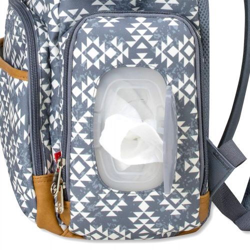 피셔프라이스 Fisher-Price Drawstring Backpack Baby Bag with Insulated Bottle Pocket, Stroller Clips, and Wipe Storage Pocket