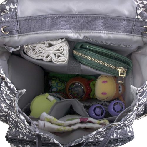 피셔프라이스 Fisher-Price Drawstring Backpack Baby Bag with Insulated Bottle Pocket, Stroller Clips, and Wipe Storage Pocket
