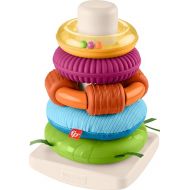 Fisher-Price Stacking Toy Sensory Rock-A-Stack Rings with Fine Motor Activities on Roly-Poly Base for Infants Ages 6+ Months