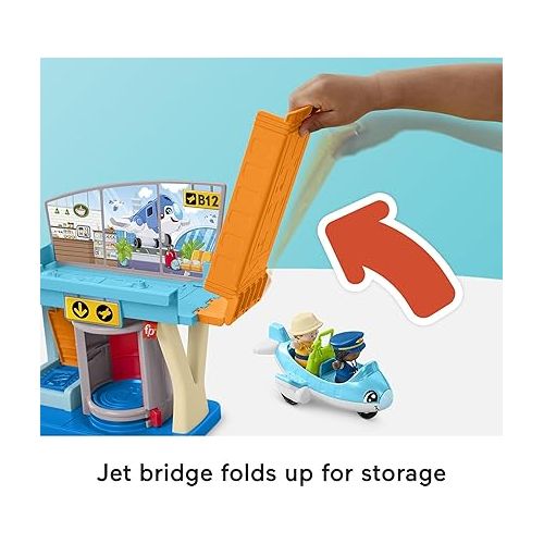 피셔프라이스 Fisher-Price Little People Toddler Toys Everyday Adventures Airport Playset with Airplane for Preschool Pretend Play Ages 1+ Years