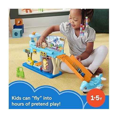 피셔프라이스 Fisher-Price Little People Toddler Toys Everyday Adventures Airport Playset with Airplane for Preschool Pretend Play Ages 1+ Years