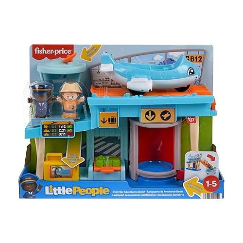 피셔프라이스 Fisher-Price Little People Toddler Toys Everyday Adventures Airport Playset with Airplane for Preschool Pretend Play Ages 1+ Years