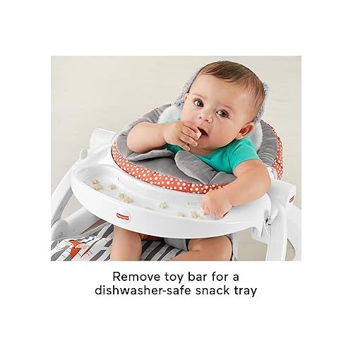 피셔프라이스 Fisher-Price Portable Baby Chair Premium Sit-Me-Up Floor Seat with Snack Tray and Toy Bar, Plush Seat Pad, Peek-a-Boo Fox
