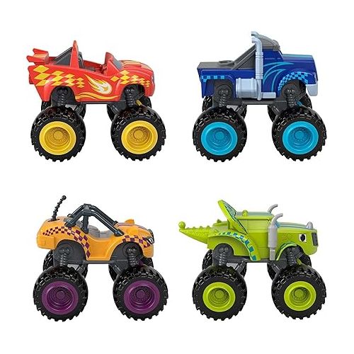 피셔프라이스 Fisher-Price Blaze and The Monster Machines Racers 4 Pack, Set of die-cast Metal Push-Along Vehicles for Preschool Kids Ages 3 Years and Older (Amazon Exclusive)