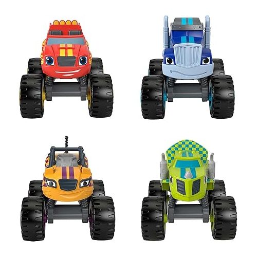 피셔프라이스 Fisher-Price Blaze and The Monster Machines Racers 4 Pack, Set of die-cast Metal Push-Along Vehicles for Preschool Kids Ages 3 Years and Older (Amazon Exclusive)