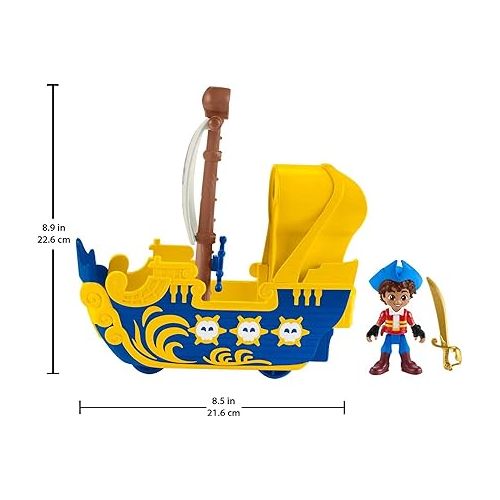 피셔프라이스 Fisher-Price Santiago of The Seas Preschool Toys Santiago Figure & El Bravo Pirate Ship Set for Pretend Play Ages 3+ Years