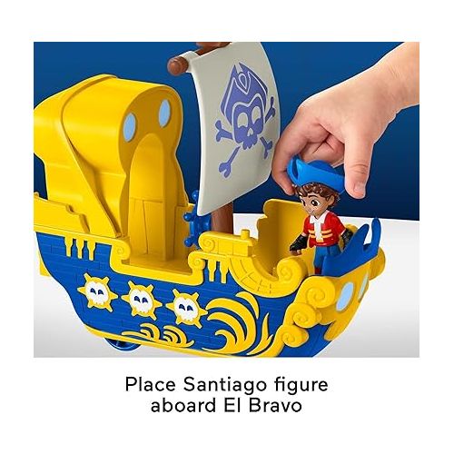 피셔프라이스 Fisher-Price Santiago of The Seas Preschool Toys Santiago Figure & El Bravo Pirate Ship Set for Pretend Play Ages 3+ Years