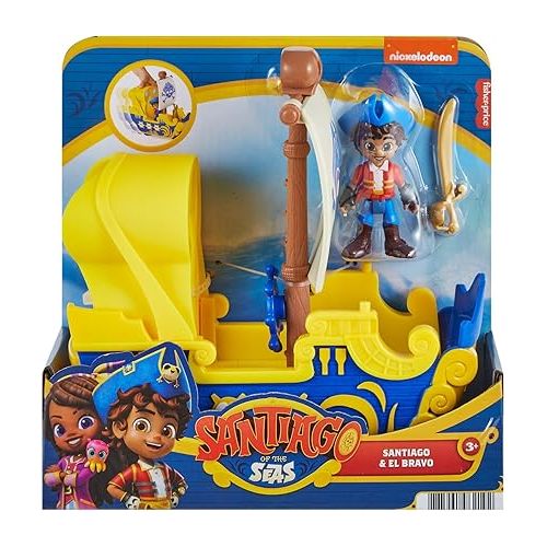 피셔프라이스 Fisher-Price Santiago of The Seas Preschool Toys Santiago Figure & El Bravo Pirate Ship Set for Pretend Play Ages 3+ Years
