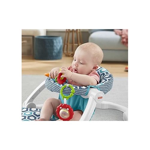 피셔프라이스 Fisher-Price Portable Baby Chair, Sit-Me-Up Floor Seat with 2 Removable Toys & Washable Seat Pad, Honeycomb